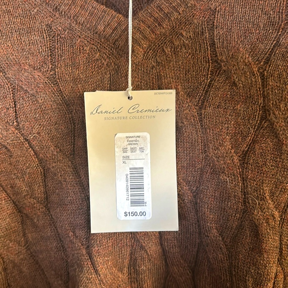 NWT Daniel Cremieux 100% Alpaca wool brown sweater